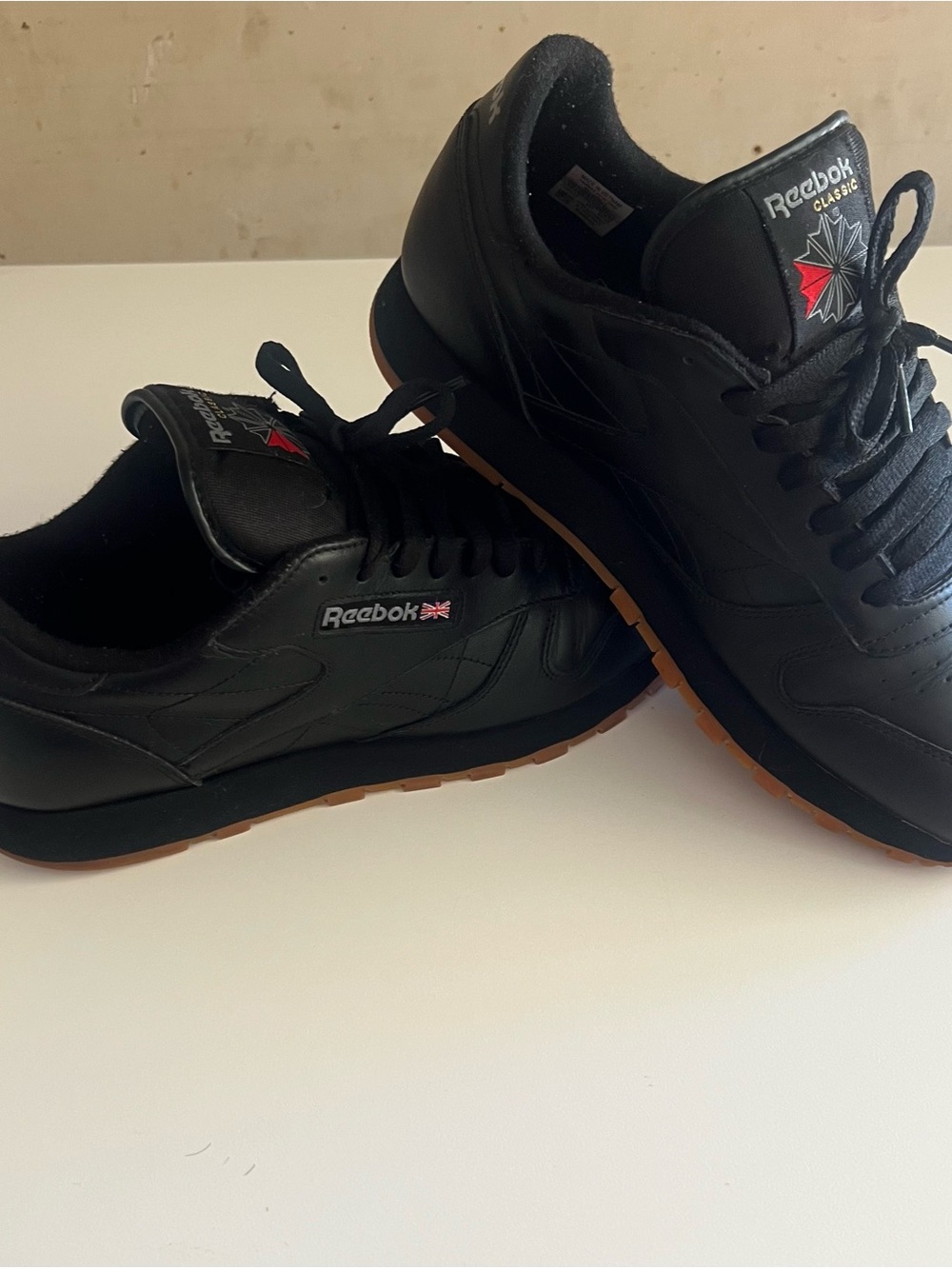 Reebok Black Leather Men's Sneakers with Gum Outsole